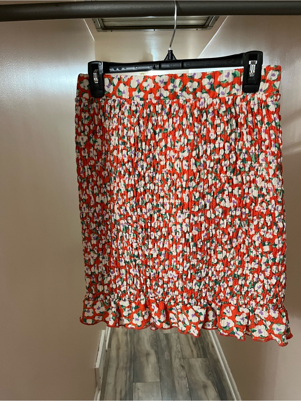 Nordstrom Orange Floral Smocked Mini Skirt